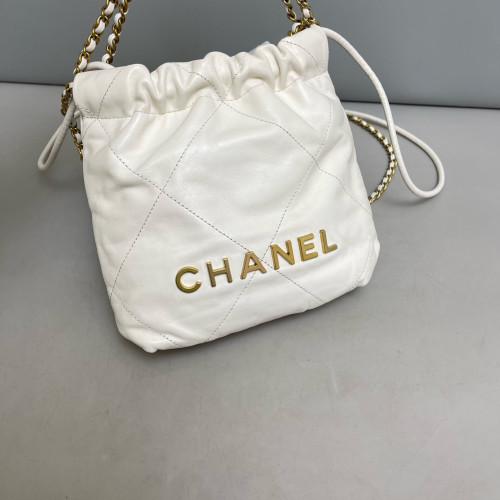 Chanel Quilted Mini 22 Bag Lambskin White Chanel Quilted Mini 22 Bag Lambskin White