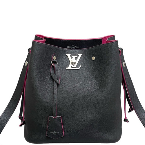 Louis Vuitton Lockme Bucket Calfskin Black Red