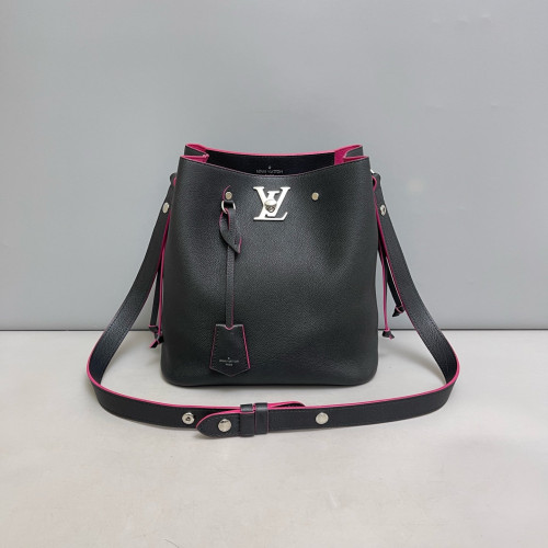 Louis Vuitton Lockme Bucket Calfskin Black Red
