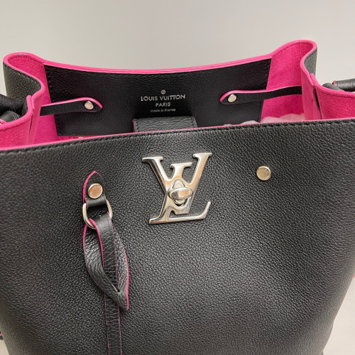 Louis Vuitton Lockme Bucket Calfskin Black Red