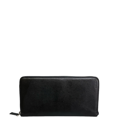 Prada Zip Around Wallet Saffiano Calfskin Black Prada Zip Around Wallet Saffiano Calfskin Black