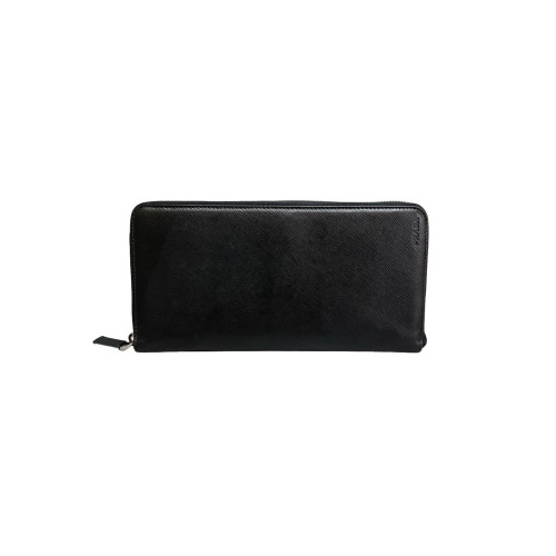 Prada Zip Around Wallet Saffiano Calfskin Black Prada Zip Around Wallet Saffiano Calfskin Black