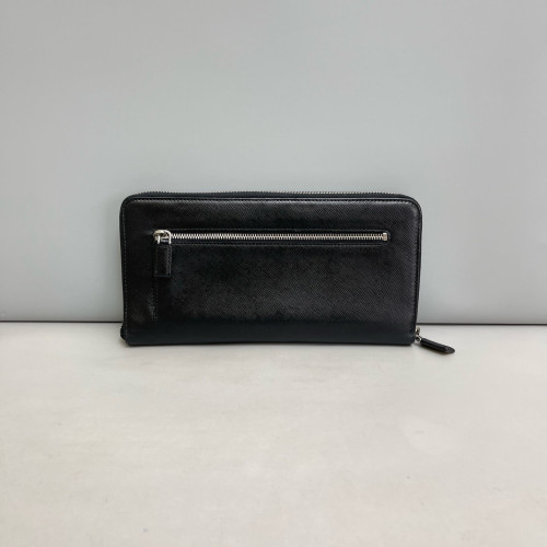Prada Zip Around Wallet Saffiano Calfskin Black Prada Zip Around Wallet Saffiano Calfskin Black