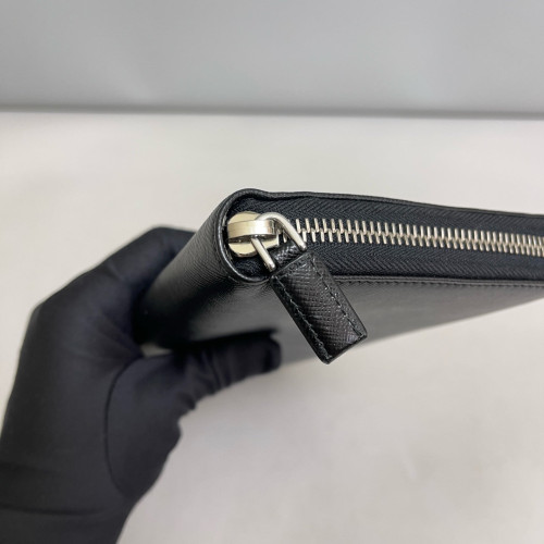 Prada Zip Around Wallet Saffiano Calfskin Black Prada Zip Around Wallet Saffiano Calfskin Black
