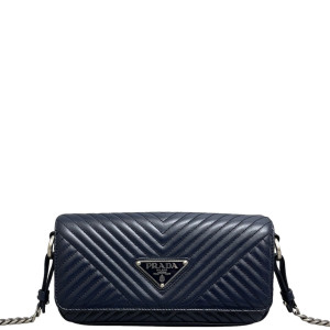 Prada Shoulder Bag Calfskin Dark Blue