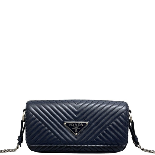 Prada Shoulder Bag Calfskin Dark Blue