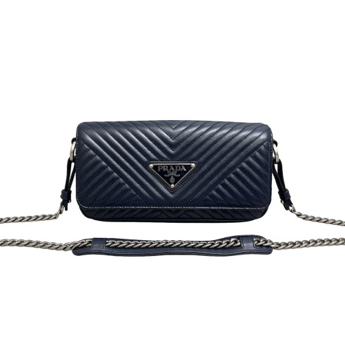 Prada Shoulder Bag Calfskin Dark Blue