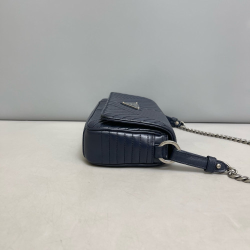 Prada Shoulder Bag Calfskin Dark Blue