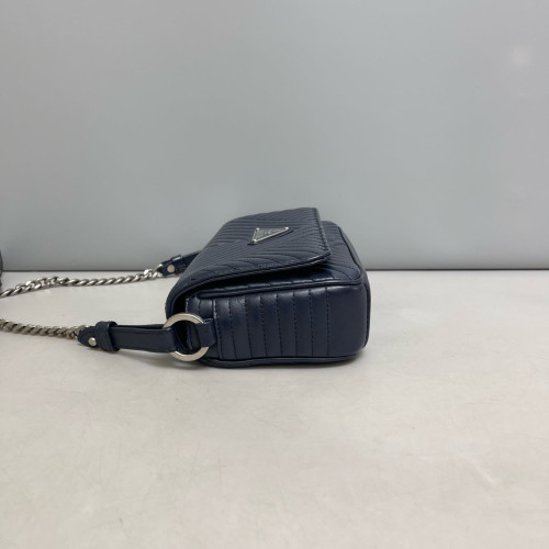 Prada Shoulder Bag Calfskin Dark Blue