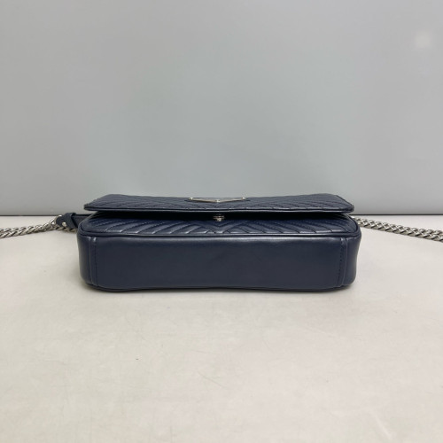 Prada Shoulder Bag Calfskin Dark Blue