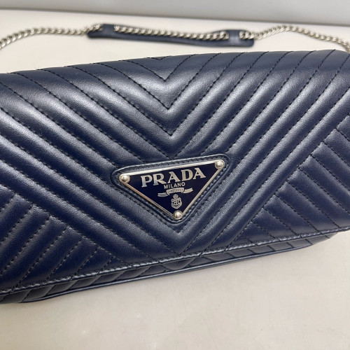 Prada Shoulder Bag Calfskin Dark Blue