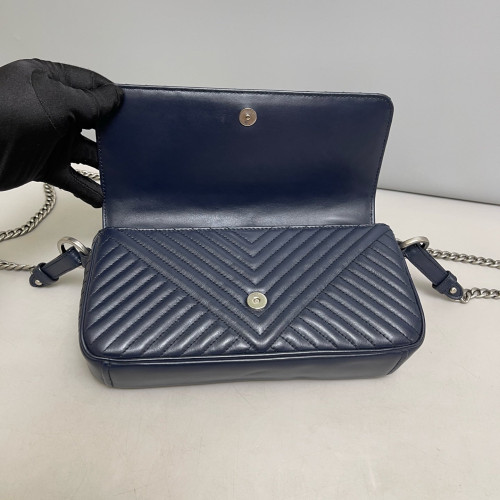 Prada Shoulder Bag Calfskin Dark Blue