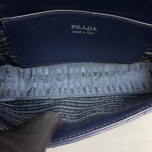 Prada Shoulder Bag Calfskin Dark Blue