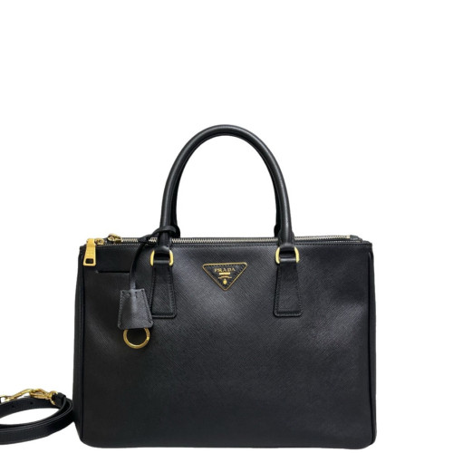 Prada Medium Galleria Double Zip Tote Saffiano Calfskin Black