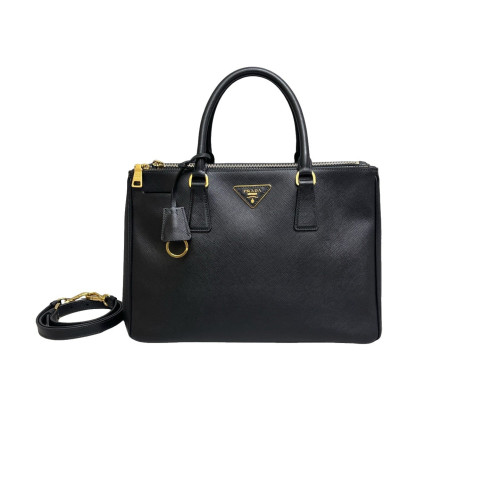 Prada Medium Galleria Double Zip Tote Saffiano Calfskin Black