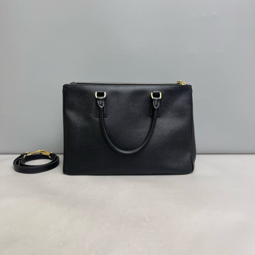 Prada Medium Galleria Double Zip Tote Saffiano Calfskin Black