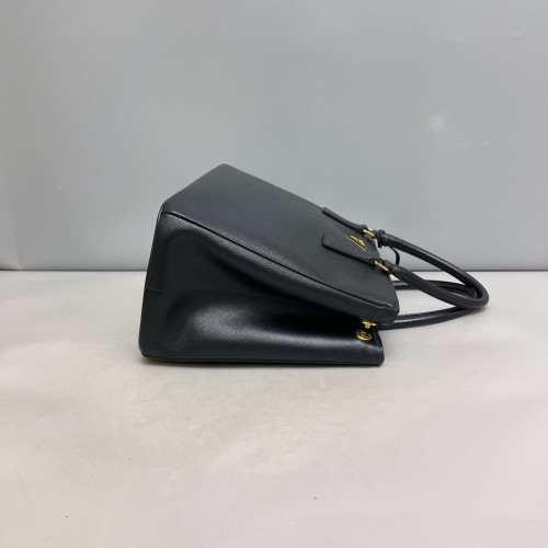 Prada Medium Galleria Double Zip Tote Saffiano Calfskin Black