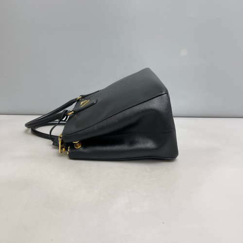 Prada Medium Galleria Double Zip Tote Saffiano Calfskin Black