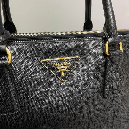 Prada Medium Galleria Double Zip Tote Saffiano Calfskin Black