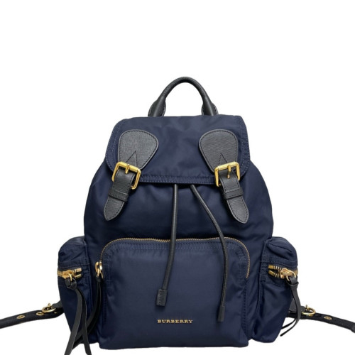 Burberry Medium Rucksack Backpack Nylon Calfskin Dark Blue Black