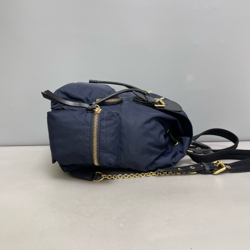 Burberry Medium Rucksack Backpack Nylon Calfskin Dark Blue Black