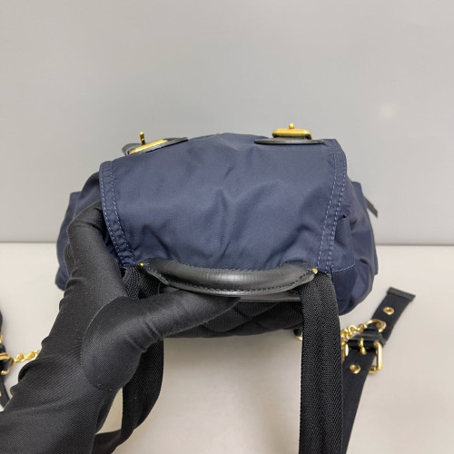 Burberry Medium Rucksack Backpack Nylon Calfskin Dark Blue Black
