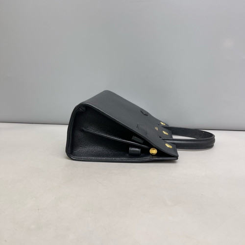 Burberry Mini Two Handle Title Tote Grained Calfskin Black