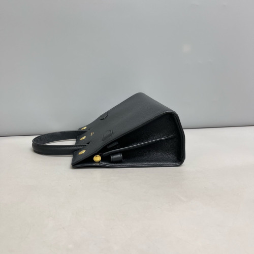 Burberry Mini Two Handle Title Tote Grained Calfskin Black