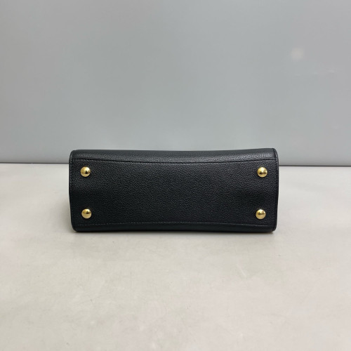 Burberry Mini Two Handle Title Tote Grained Calfskin Black