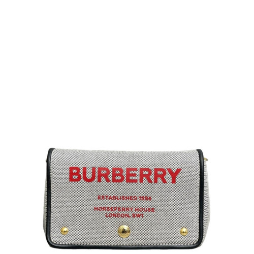 Burberry Crossbody Bag Canvas Calfskin Grey Black
