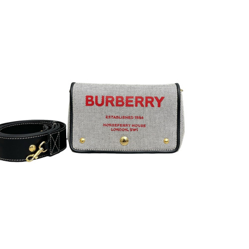 Burberry Crossbody Bag Canvas Calfskin Grey Black
