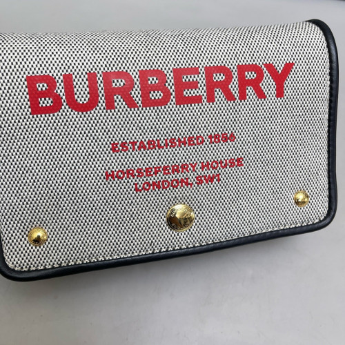 Burberry Crossbody Bag Canvas Calfskin Grey Black