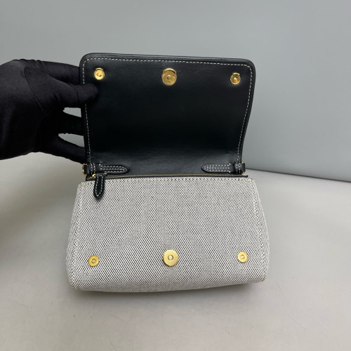 Burberry Crossbody Bag Canvas Calfskin Grey Black