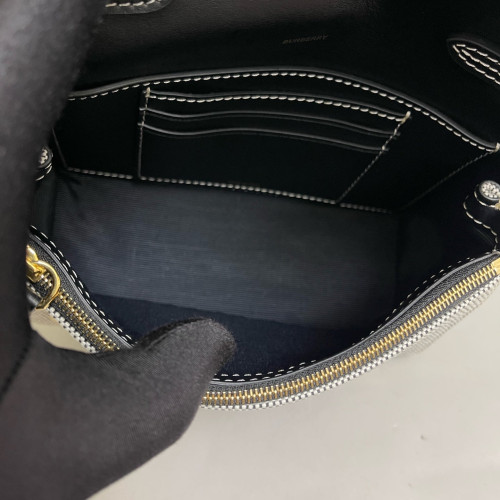 Burberry Crossbody Bag Canvas Calfskin Grey Black