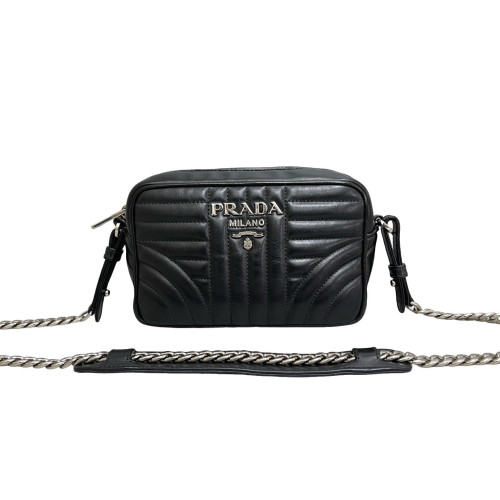 Prada Diagramme Camera Calfskin Black