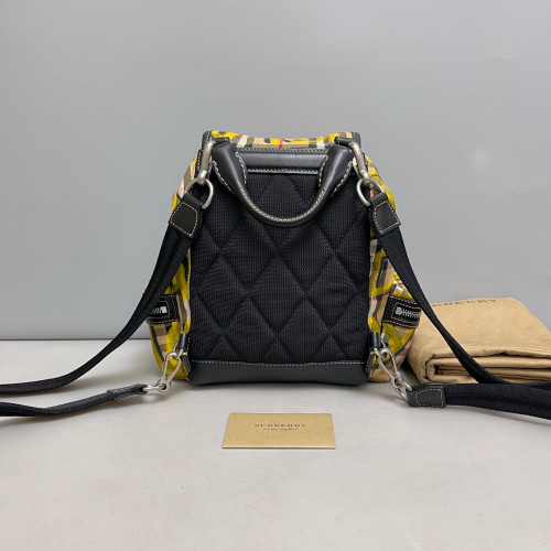 Burberry Graffiti Print Small Rucksack Backpack Calfskin House Check Beige Yellow Black