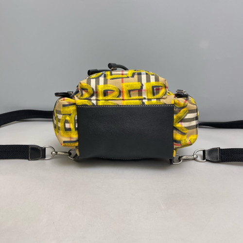 Burberry Graffiti Print Small Rucksack Backpack Calfskin House Check Beige Yellow Black