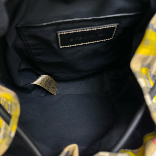 Burberry Graffiti Print Small Rucksack Backpack Calfskin House Check Beige Yellow Black