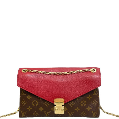 Louis Vuitton Pallas Chain Monogram Calfskin Red Brown