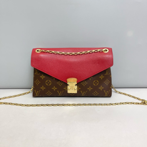 Louis Vuitton Pallas Chain Monogram Calfskin Red Brown