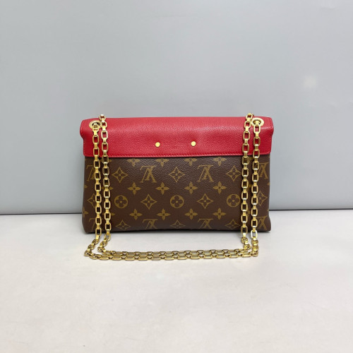 Louis Vuitton Pallas Chain Monogram Calfskin Red Brown