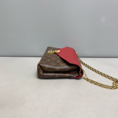 Louis Vuitton Pallas Chain Monogram Calfskin Red Brown