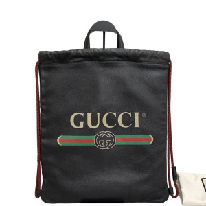 Gucci Coco Capitan Logo Drawstring Backpack Calfskin Black