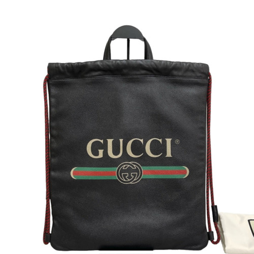 Gucci Coco Capitan Logo Drawstring Backpack Calfskin Black