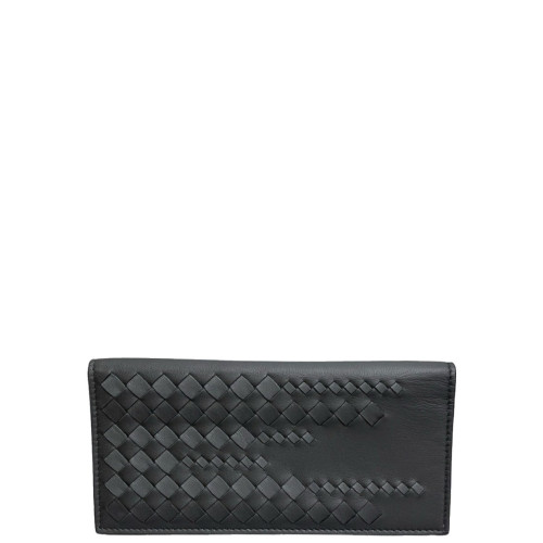 Bottega Veneta Continental Wallet Lambskin Intrecciato Black