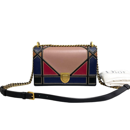 Dior Medium Diorama Calfskin Pink Blue Red