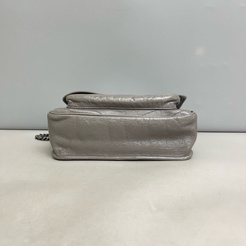 Yves Saint Laurent Medium Niki Messenger Pull Up Leather Grey