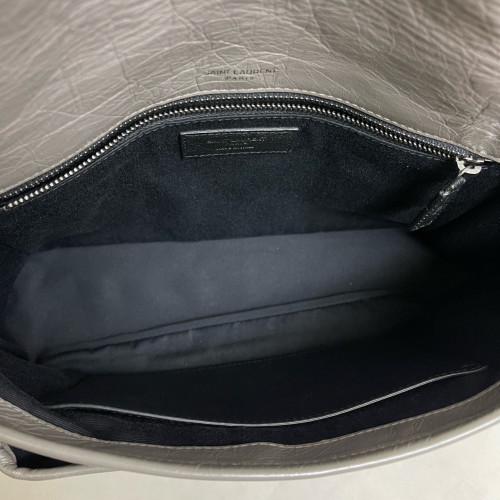 Yves Saint Laurent Medium Niki Messenger Pull Up Leather Grey