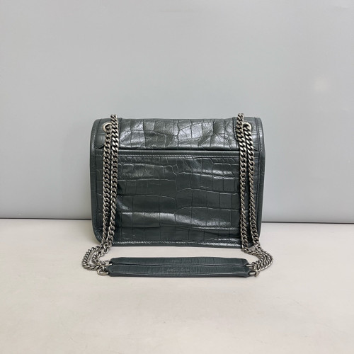Yves Saint Laurent Baby Niki Messenger Calfskin Crocodile Embossed Dark Green Yves Saint Laurent Baby Niki Messenger Calfskin Crocodile Embossed Dark Green