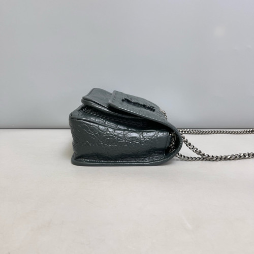 Yves Saint Laurent Baby Niki Messenger Calfskin Crocodile Embossed Dark Green Yves Saint Laurent Baby Niki Messenger Calfskin Crocodile Embossed Dark Green